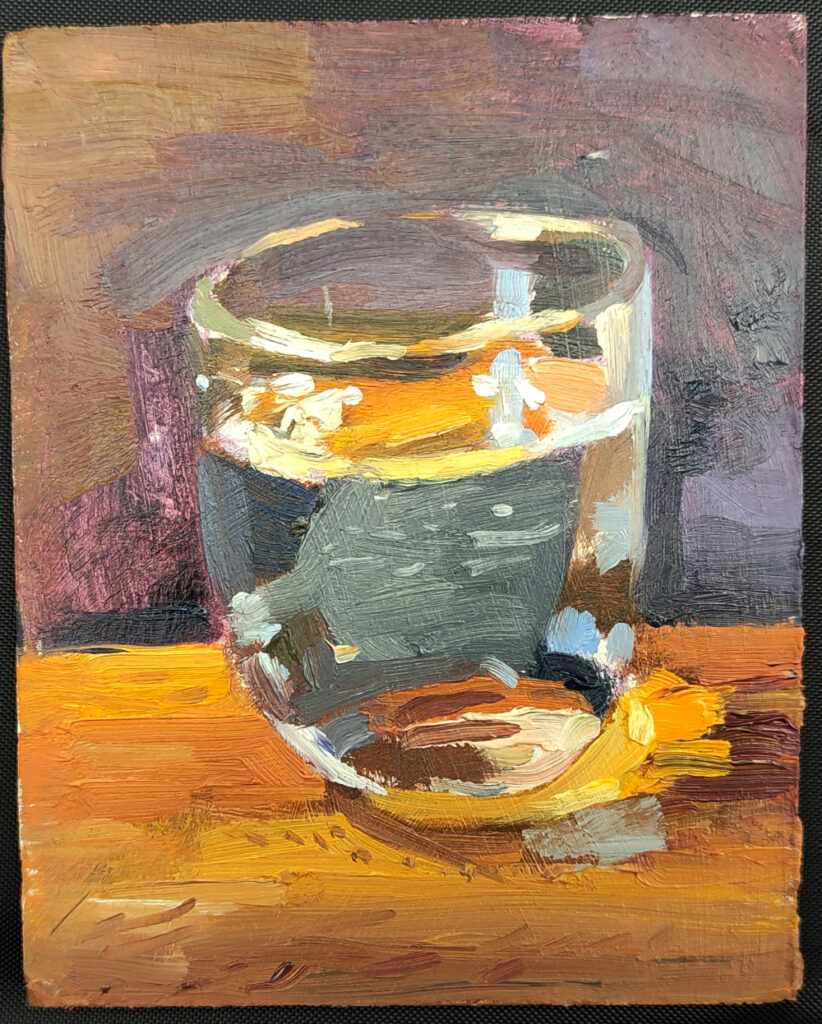 glass of water oil painting